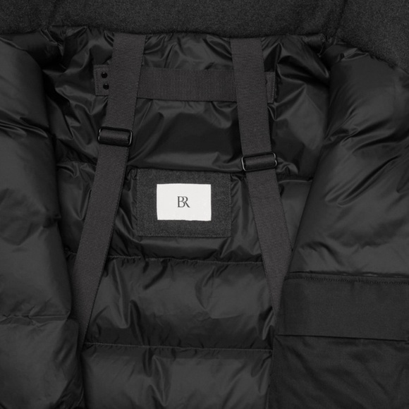 Last chance !NWT! Banana Republic Coal Black Flannel Long Puffer Coat - Medium - Picture 2 of 11